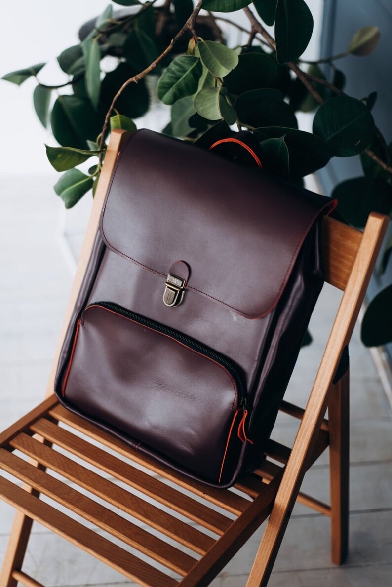 Leather Backpack Womenleather Laptop Backpacklaptop Etsy