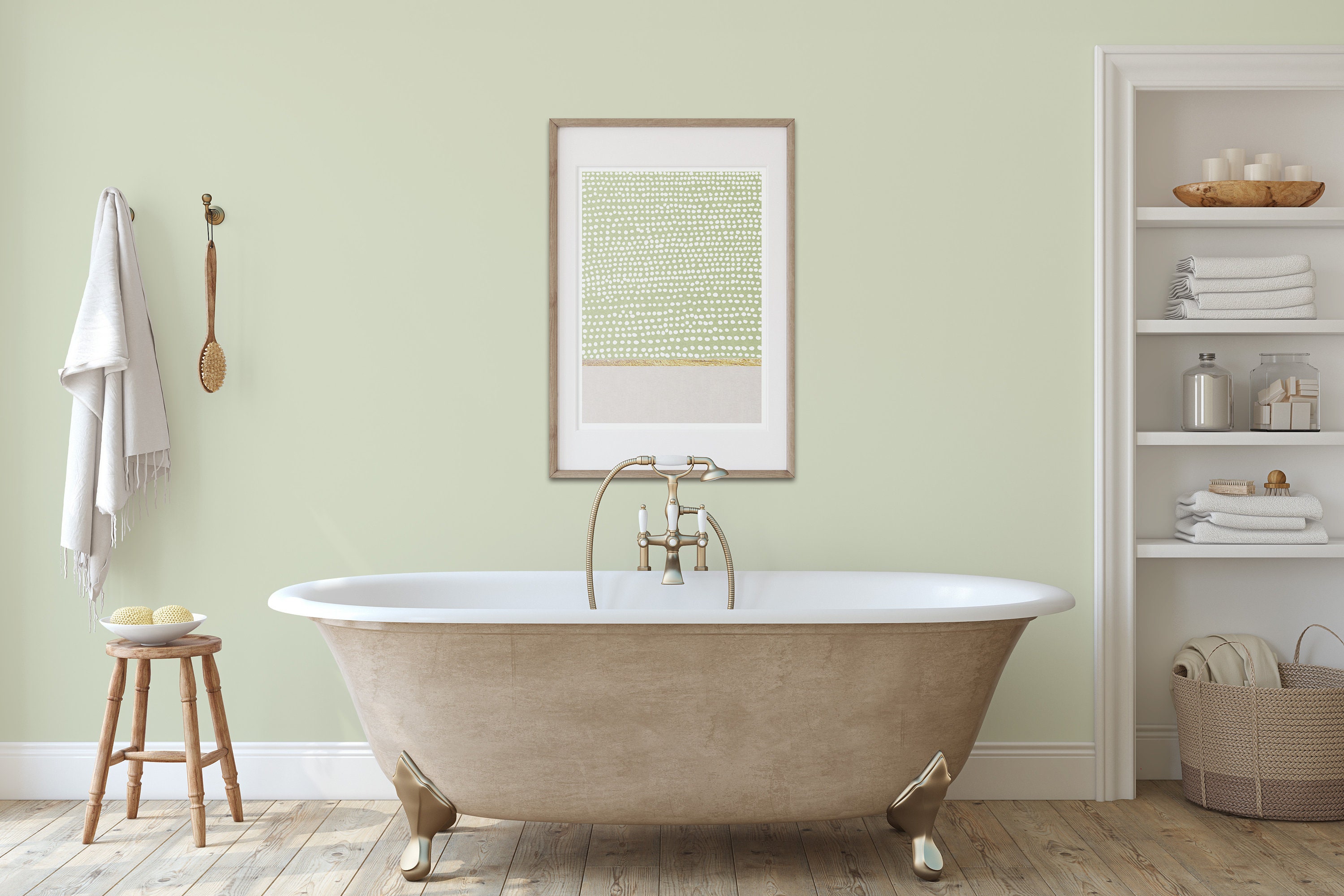 Green Wall Art Digital Print Green and Gold Wall Art Mint Etsy