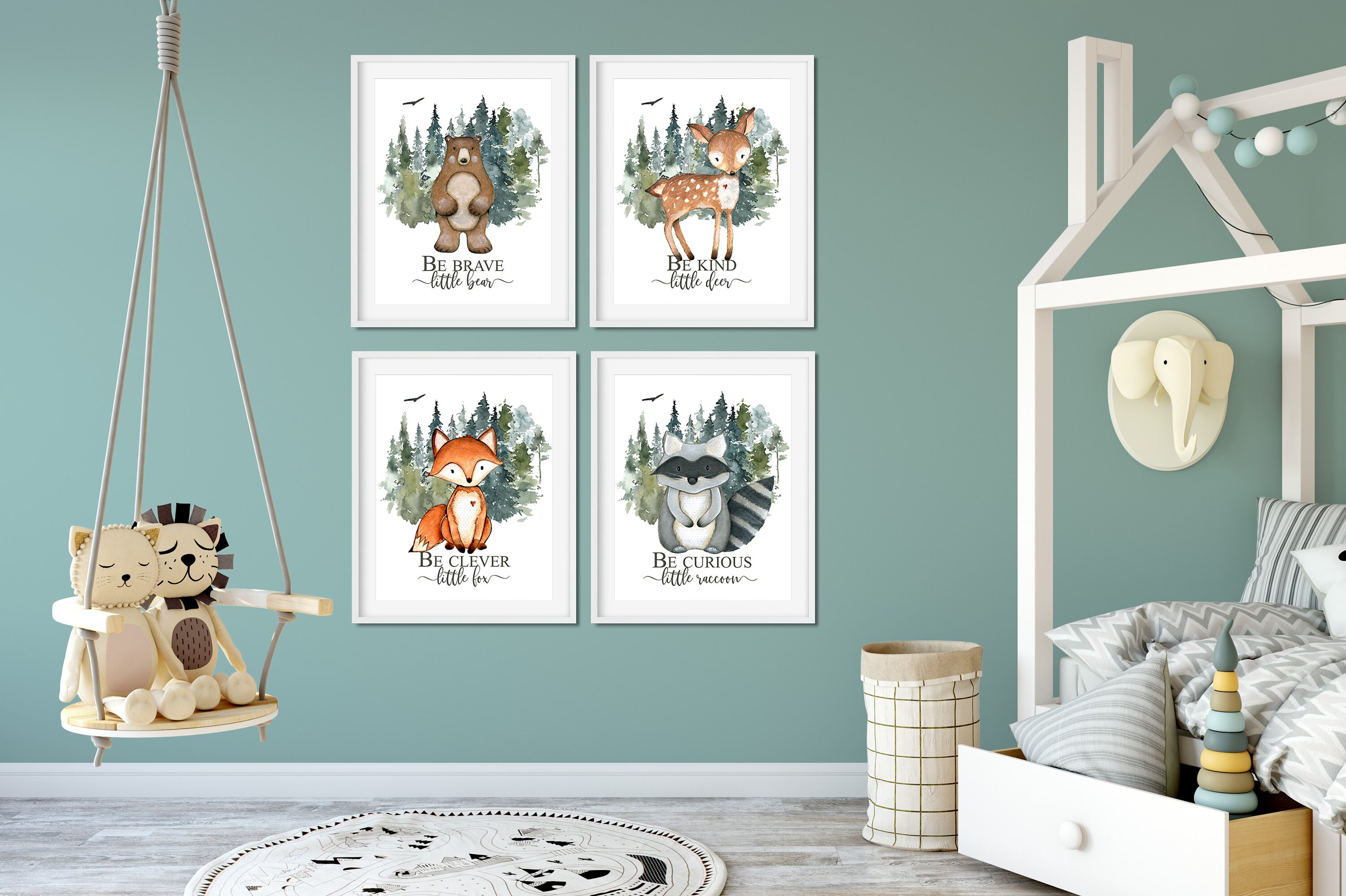 Woodland Nursery Decor Forest Animals Boys Room Etsy