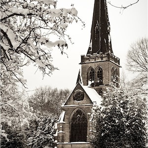 Holy Trinity Church, Wentworth in the Snow, Wall Art, Instant Print, Digital File, Printables, Instant Download, Weather Photography