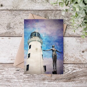 Plongée Belle et phare de Scarborough, Scarborough, côte du Yorkshire du Nord, merci, carte vierge