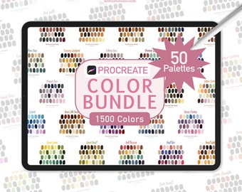 PROCREATE Color Bundle - 50 Colorsets with 1500 Colors, instant download, swatches