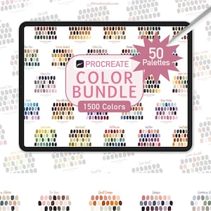 PROCREATE Color Bundle - 50 Colorsets with 1500 Colors, instant download, swatches