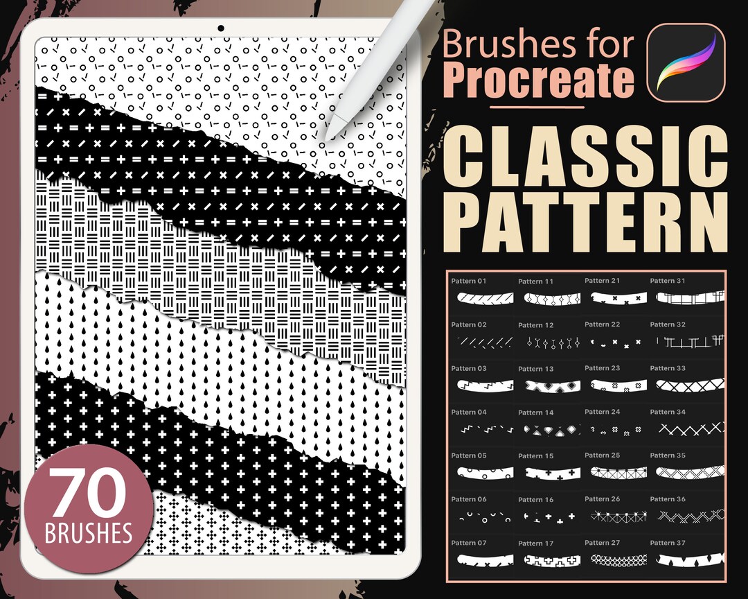 70 Procreate Brushes Classic Pattern Geometric Texture Comic Polka Dots