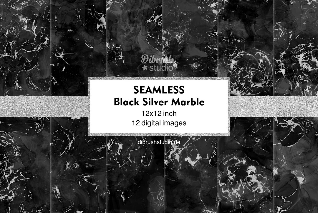 Alcohol Ink Black Silver Marble Digital Paper Seamless Textures ...