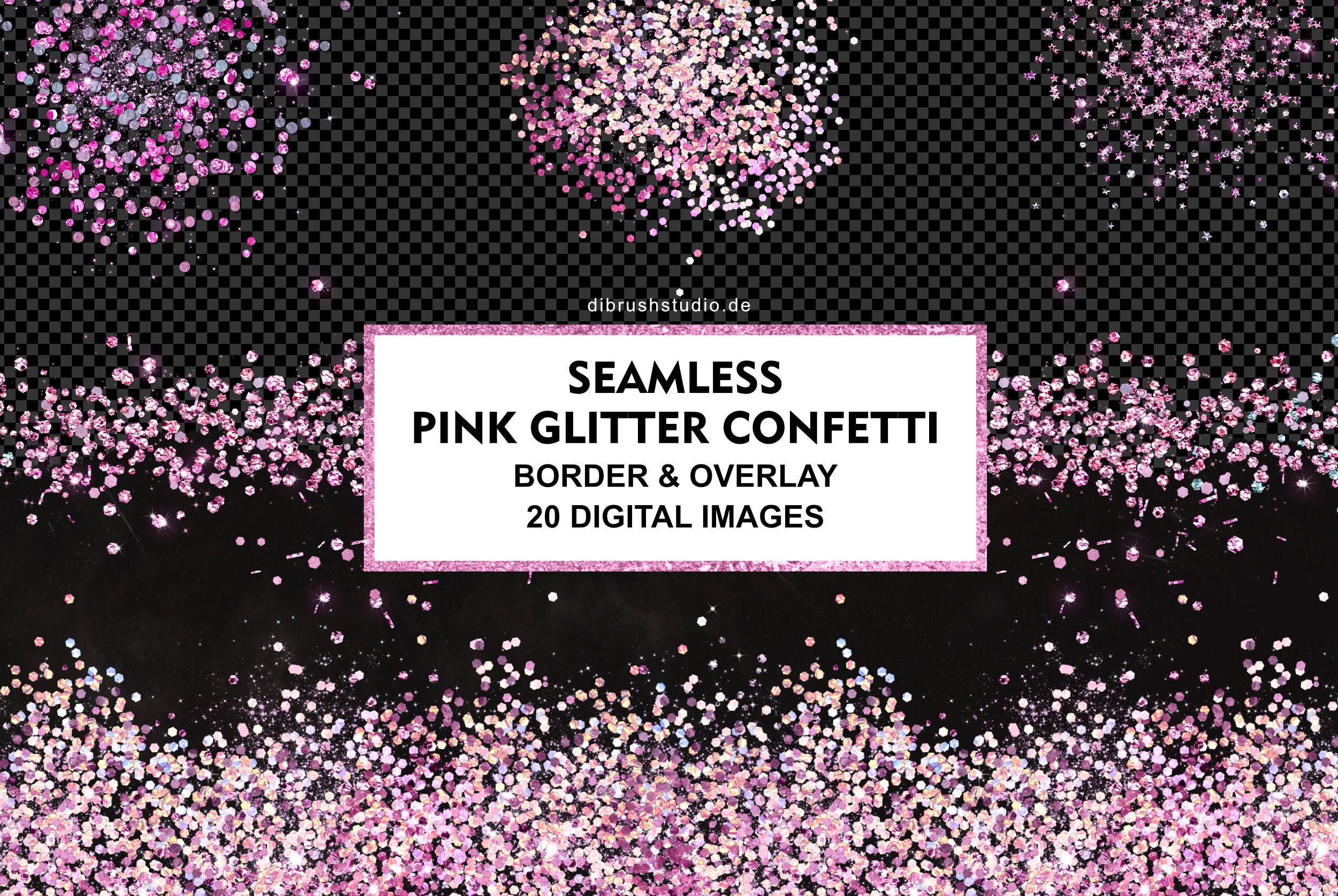 Hot Pink Glitter Drips Overlays