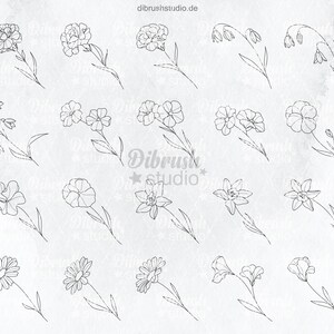 Procreate ∙ Birth Flowers Tattoo Fineline Stamps ∙ Commercial Use ∙ ...