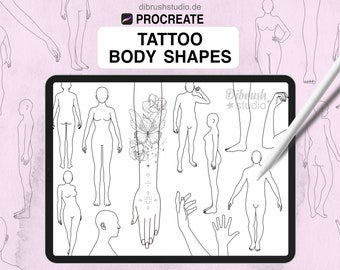 Procreate ∙Tattoo Body Shape Stamps ∙ Tattoo Body Parts ∙ Commercial Use ∙ Procreate Brushes