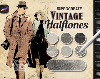 Procreate ∙ Vintage Halftones Brushes ∙ Comic Screentone Grunge Brushes