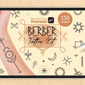 Procreate - 150 Berber Tattoo Stamps - Brushes, Africa, Maroccan, Blackwork, Handpoke, Tribal, Aztec, Ornamental, Commercial Use