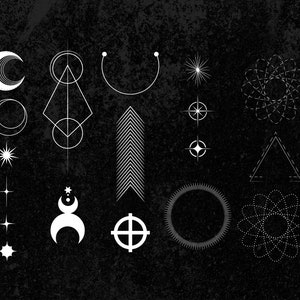 Procreate Geometric Universe Stamps Brushes, Tattoo, Moon, Astronomy, Galaxy, Constellations, Zodiac COMMERCIAL USE image 6