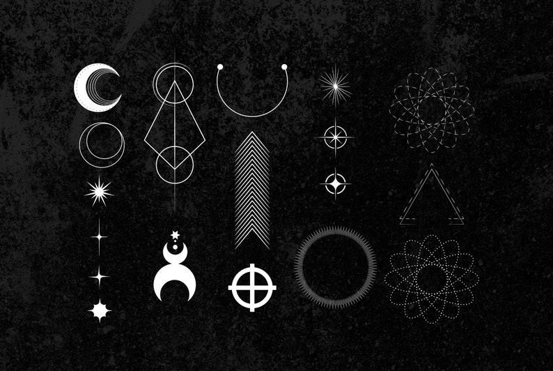 Procreate Geometric Universe Stamps Brushes, Tattoo, Moon, Astronomy, Galaxy, Constellations, Zodiac COMMERCIAL USE image 6