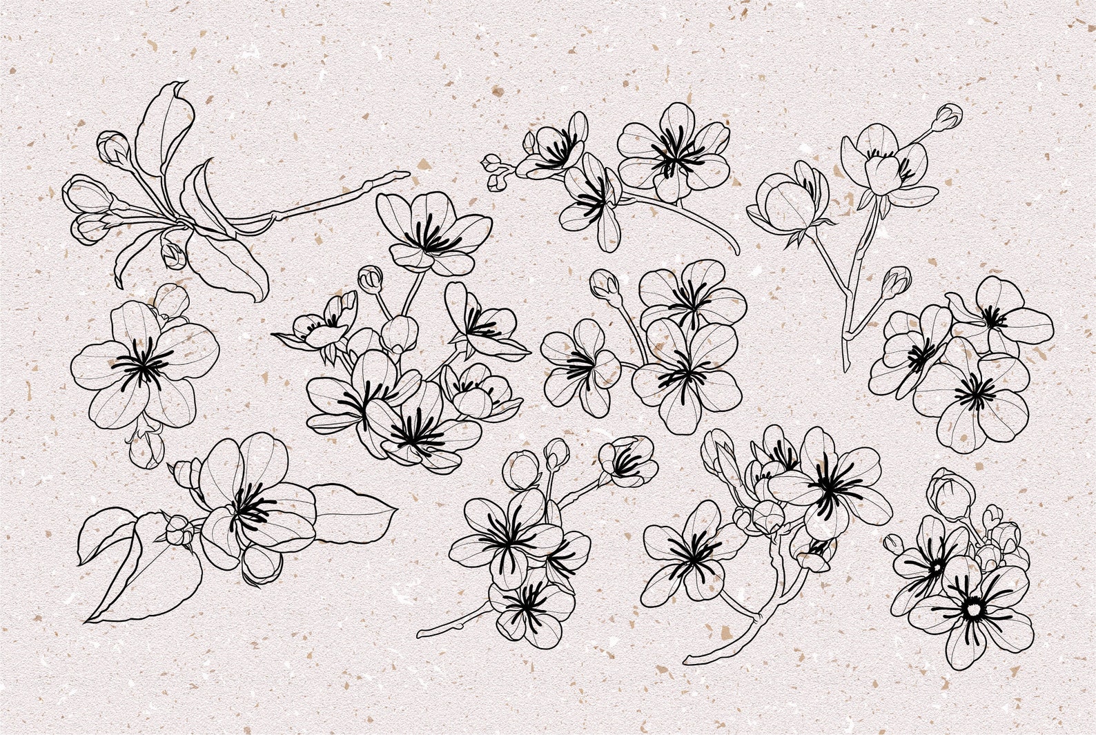 50 Procreate Brushes - Cherry Blossom Tattoo Set - Stamp Template ...