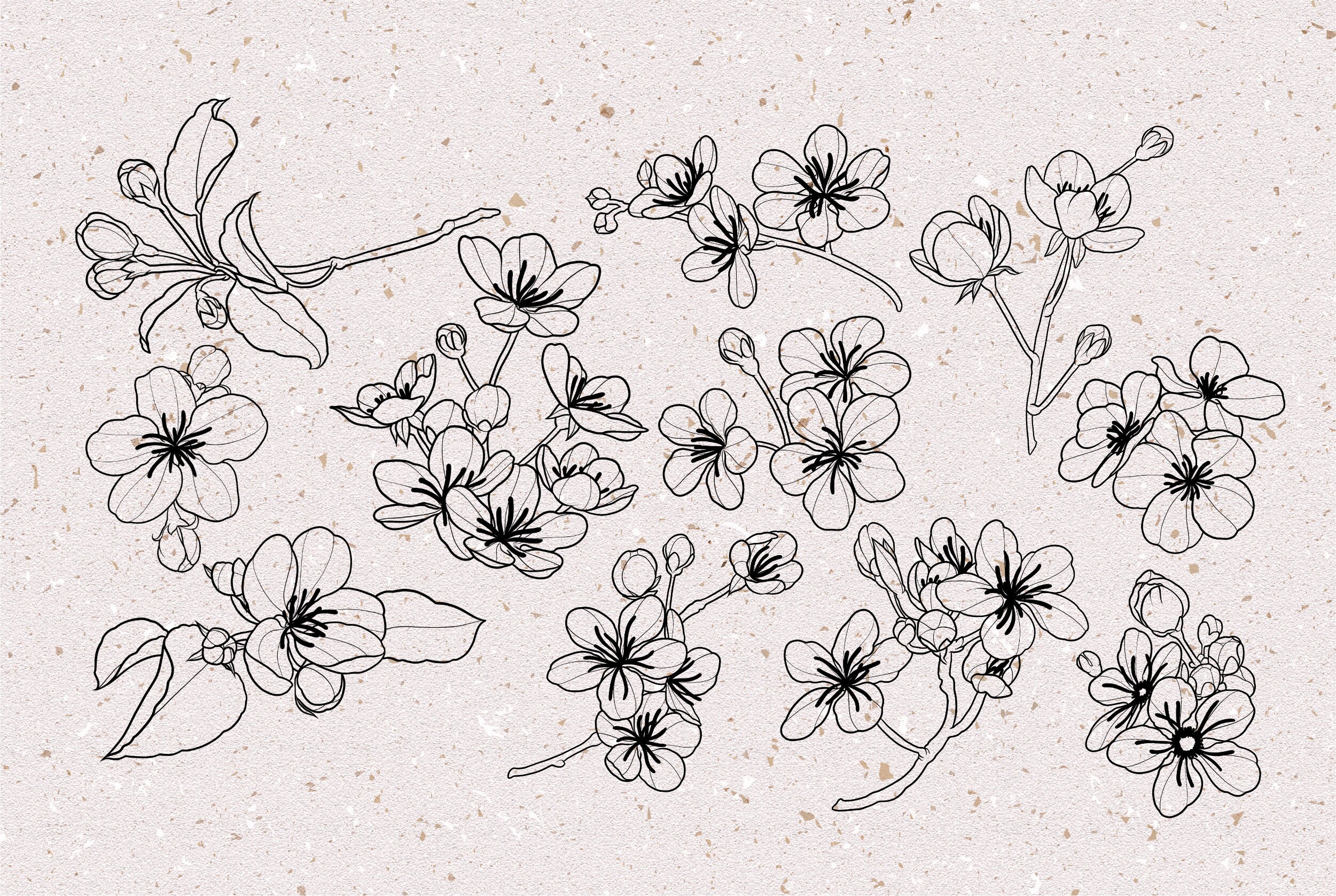 50 Procreate Brushes - Cherry Blossom Tattoo Set - Stamp Template ...