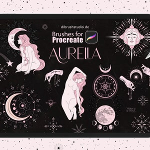 Procreate - Aurelia - 145 Brushes, Witchcraft, Magic Hand, Moon, Stars, Celestial, Wicca