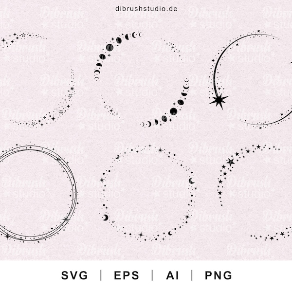 Star Frame svg, Sparkle Frame svg, svg cadre céleste, Cricut