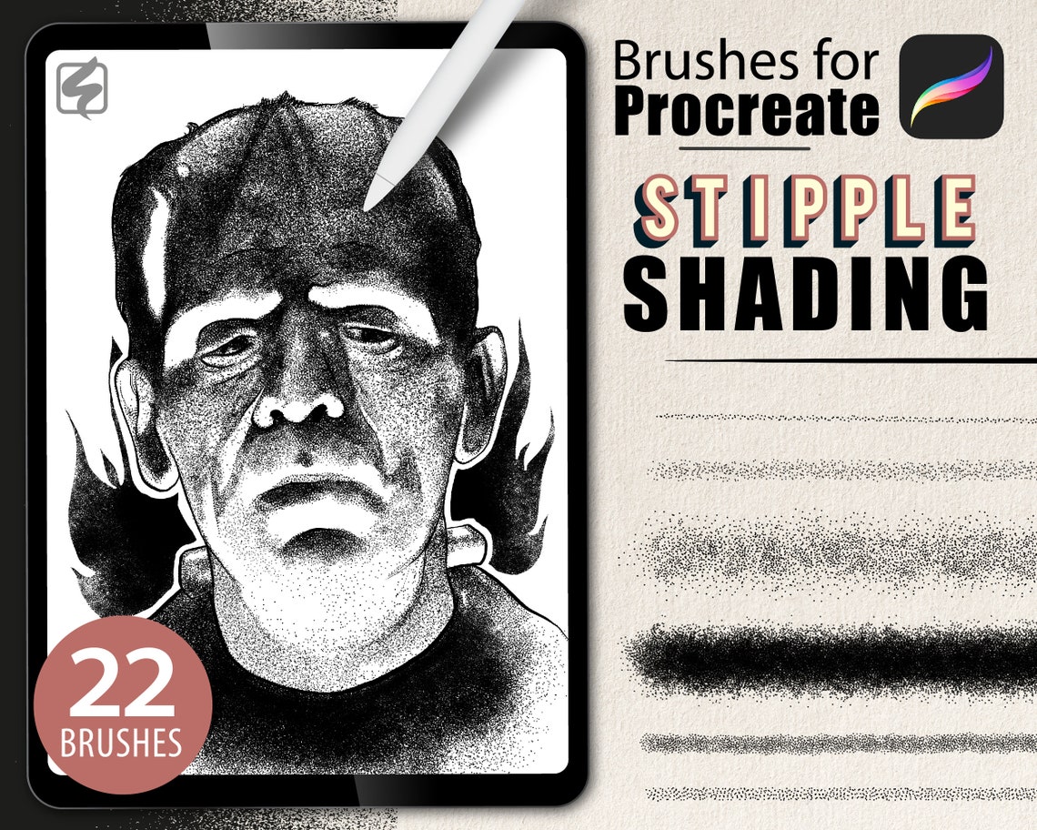 22 Procreate Brushes Stipple Shading Brushset Tattoobrush image 0