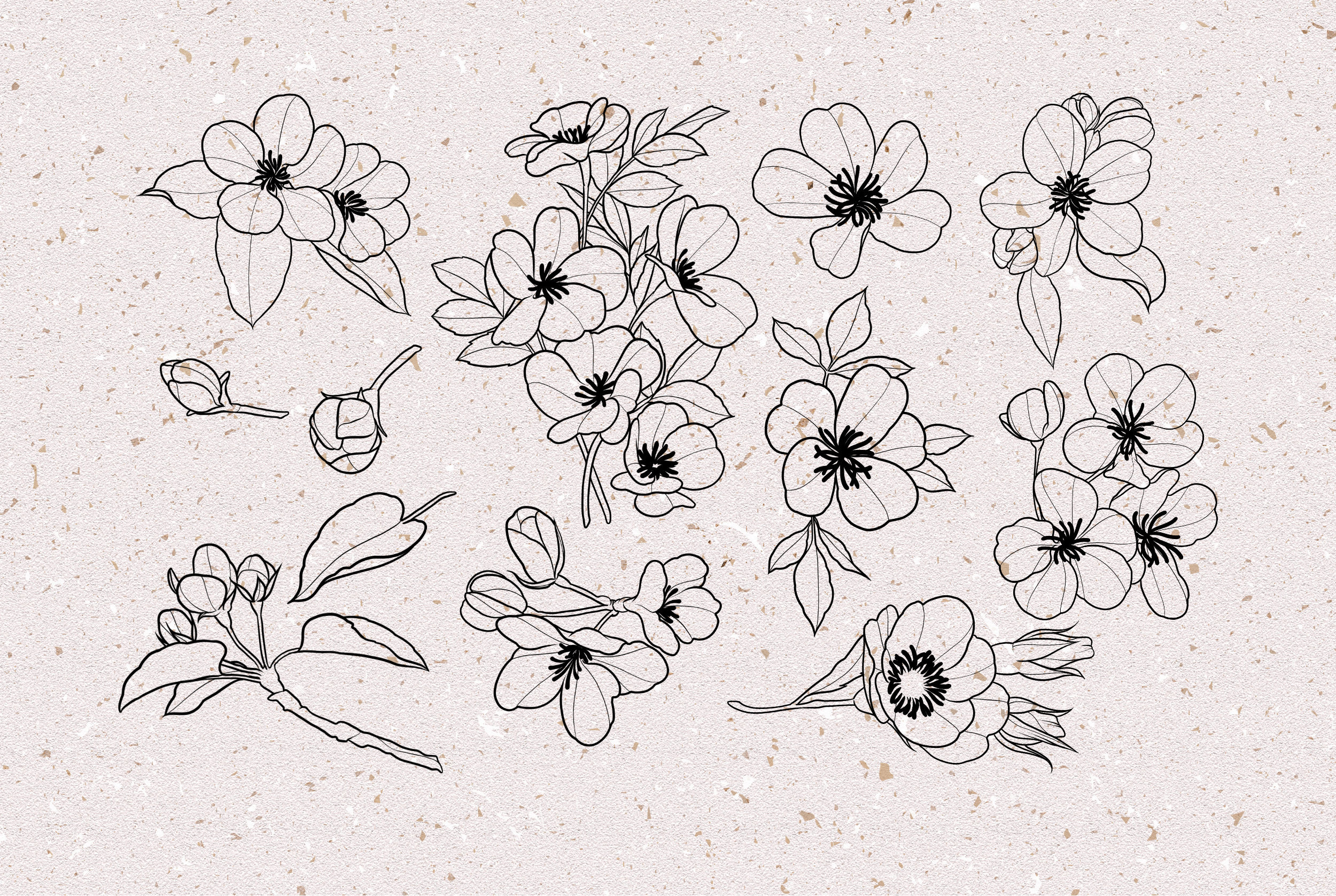 50 Procreate Brushes - Cherry Blossom Tattoo Set - Stamp Template ...