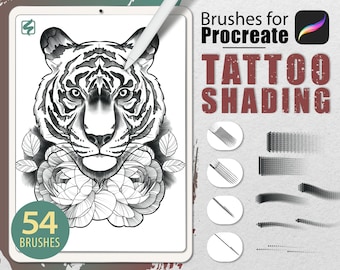 54 Procreate Tattoo Shading Brush Set Dotwork Dotting Dots Stipple Shading Tool Whipeshade
