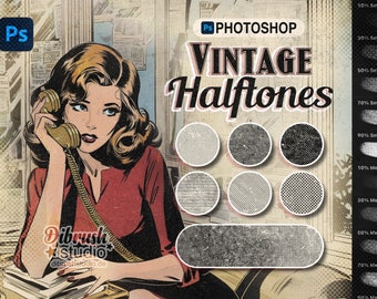 Photoshop ∙ Vintage Halftones Brushes ∙ Comic Screentone Grunge Brushes