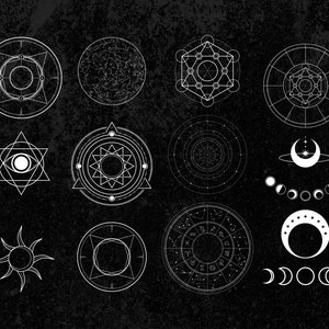 Procreate Geometric Universe Stamps Brushes, Tattoo, Moon, Astronomy, Galaxy, Constellations, Zodiac COMMERCIAL USE image 5