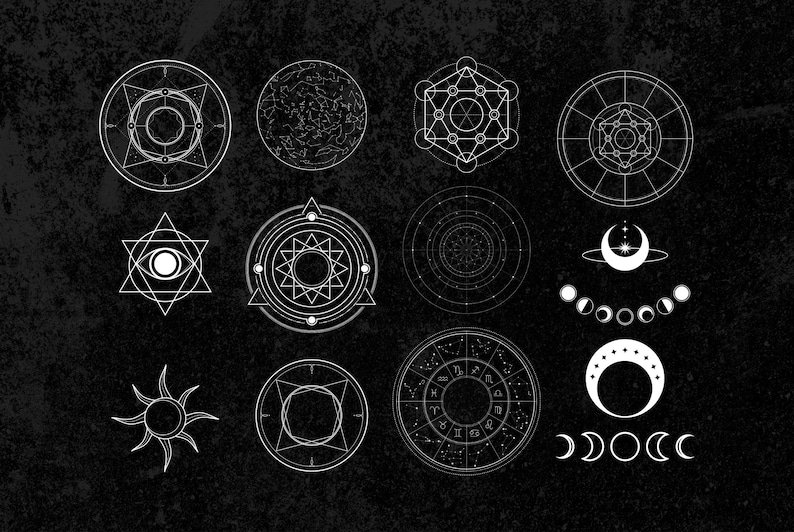 Procreate Geometric Universe Stamps Brushes, Tattoo, Moon, Astronomy, Galaxy, Constellations, Zodiac COMMERCIAL USE image 5