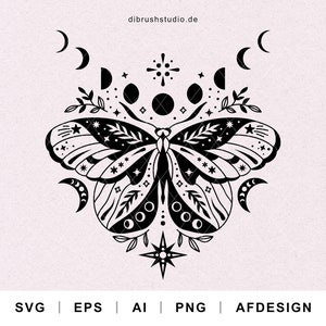 Mystical Boho Butterfly svg, Luna Moon Butterfly svg, Cricut, Digital Png