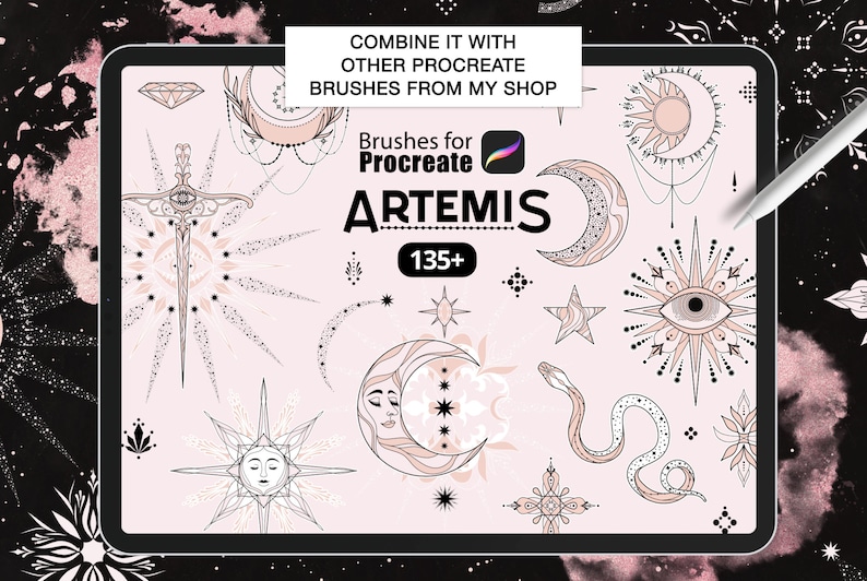 Procreate - 100 Peony Tattoo Stamps - Commercial Use, Procreate Brushes ...