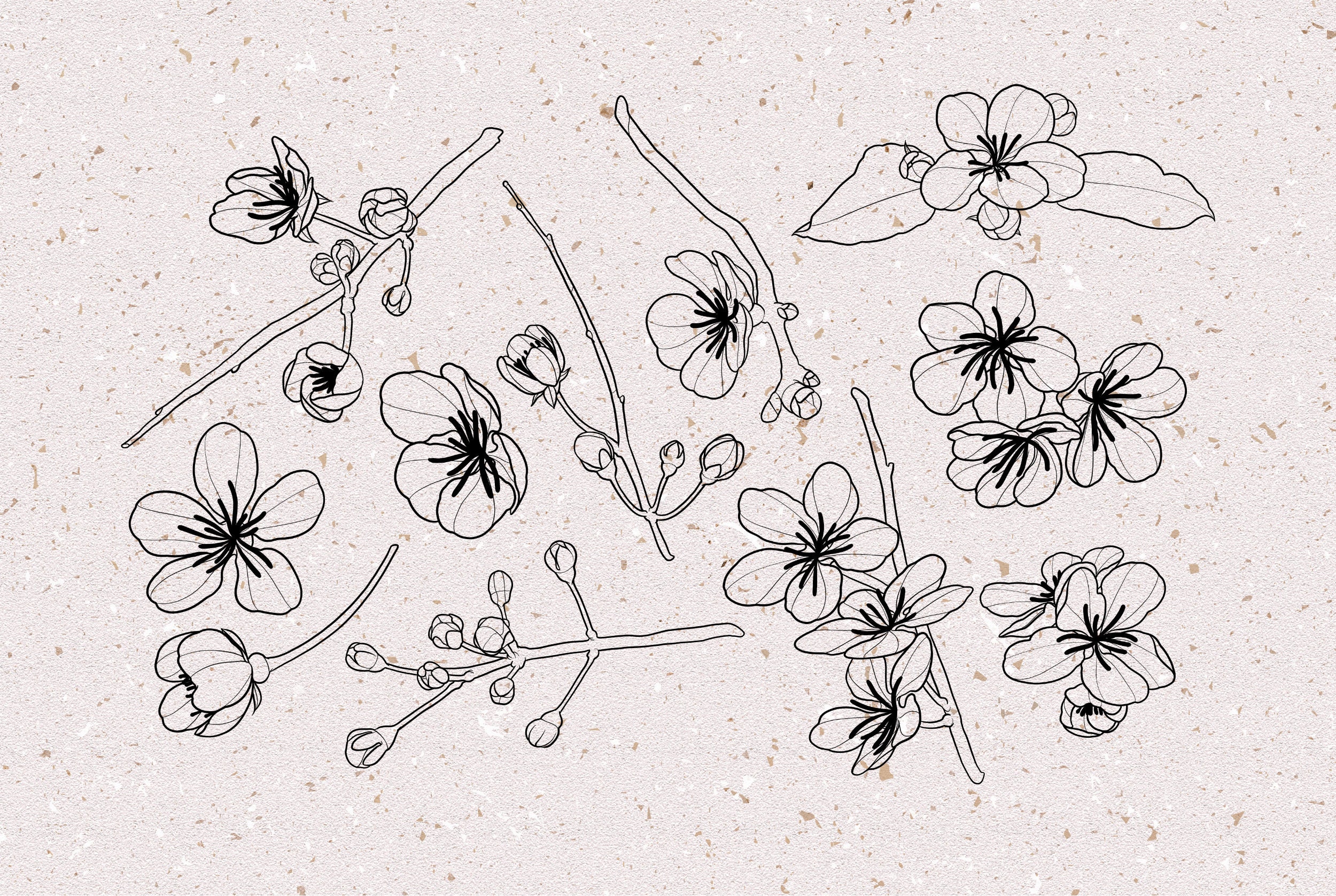 50 Procreate Brushes - Cherry Blossom Tattoo Set - Stamp Template ...