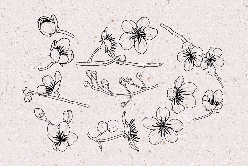 50 Procreate Brushes - Cherry Blossom Tattoo Set - Stamp Template ...