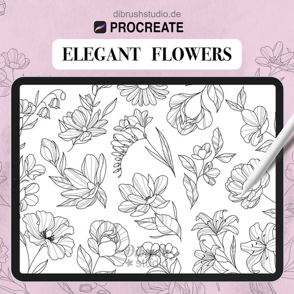 Procréer - Fleurs Élégantes Tatouage Filigrane Fineline Timbres - Utilisation commerciale, Procréer des pinceaux