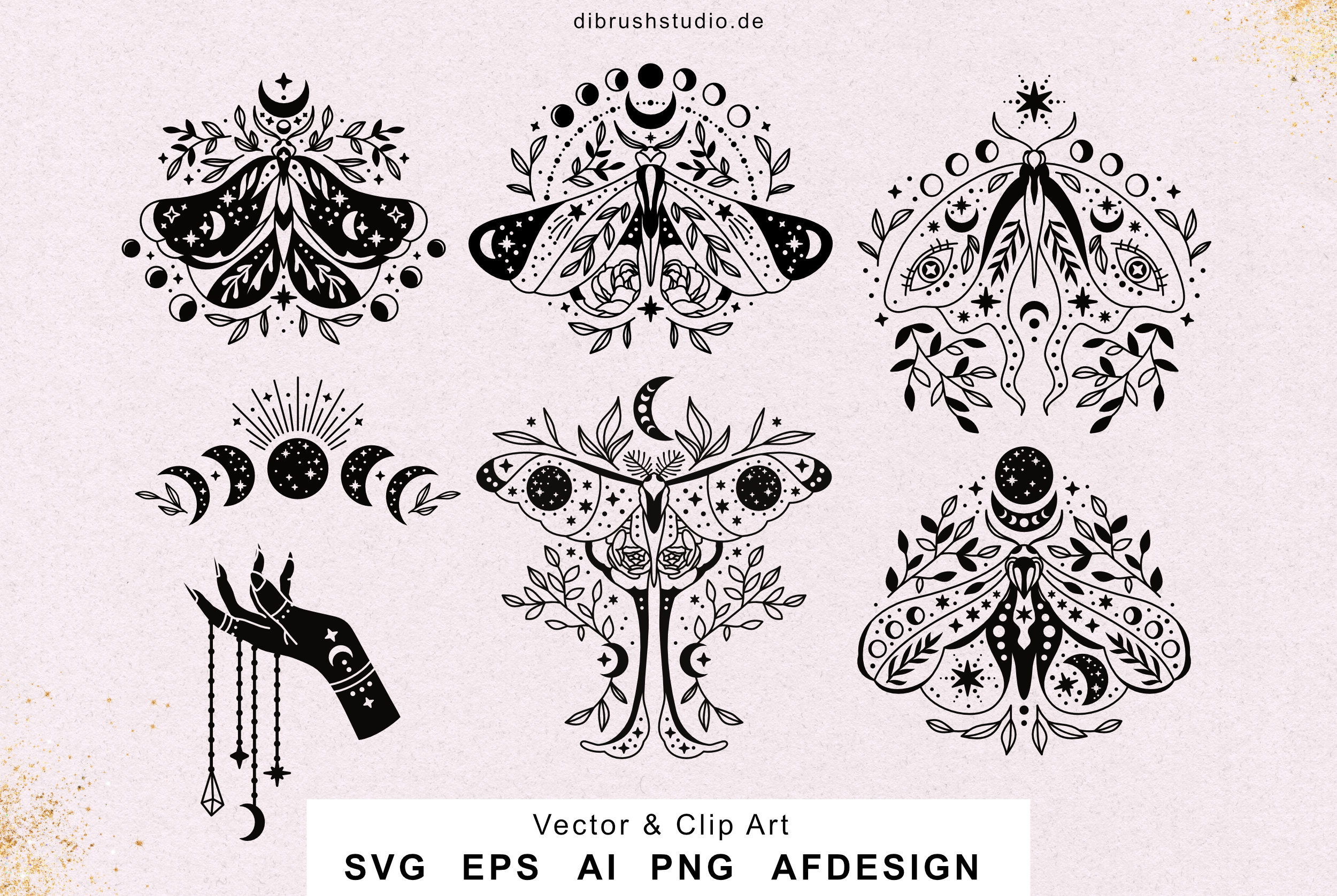 Mystical Moth svg, Magical Hand svg, Cricut