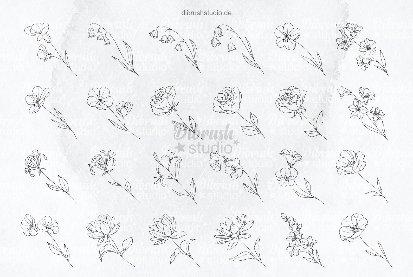 Procreate ∙ Birth Flowers Tattoo Fineline Stamps ∙ Commercial Use ∙ ...