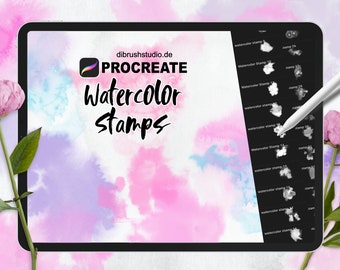 Procreate - Watercolor Stamp Brushes, Watercolor Texture, Commercial Use, Procreate Brushes
