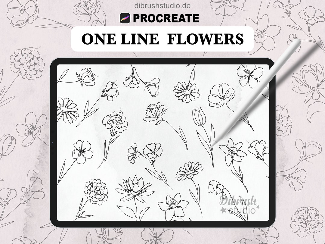 Procreate ∙ One Line Flowers Tattoo Fineline Stamps ∙ Birth Flowers ∙ ...