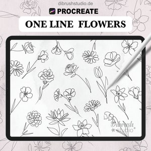 Procréer ∙ One Line Flowers Tattoo Fineline Stamps ∙ Fleurs de naissance ∙ Pinceaux floraux ∙ Utilisation commerciale ∙ Procréer des pinceaux ∙ PE_05