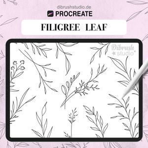 Procreate ∙ Filigree Leaf Tattoo Fineline Stamps ∙ Uso commerciale ∙ Pennelli Procreate
