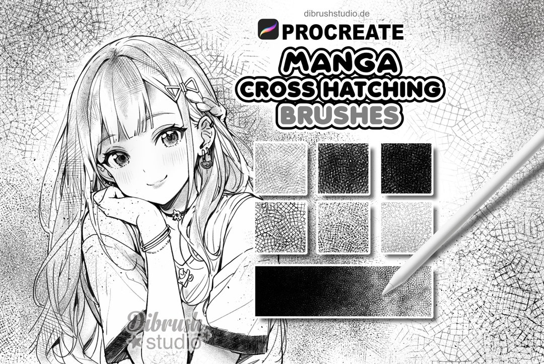Procreate Manga Cross Hatching Brushes Halftone Shading Screentone