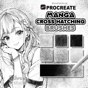 Procreate • Manga Cross Hatching Brushes • Halftone Shading Screentone • Comic Brushes