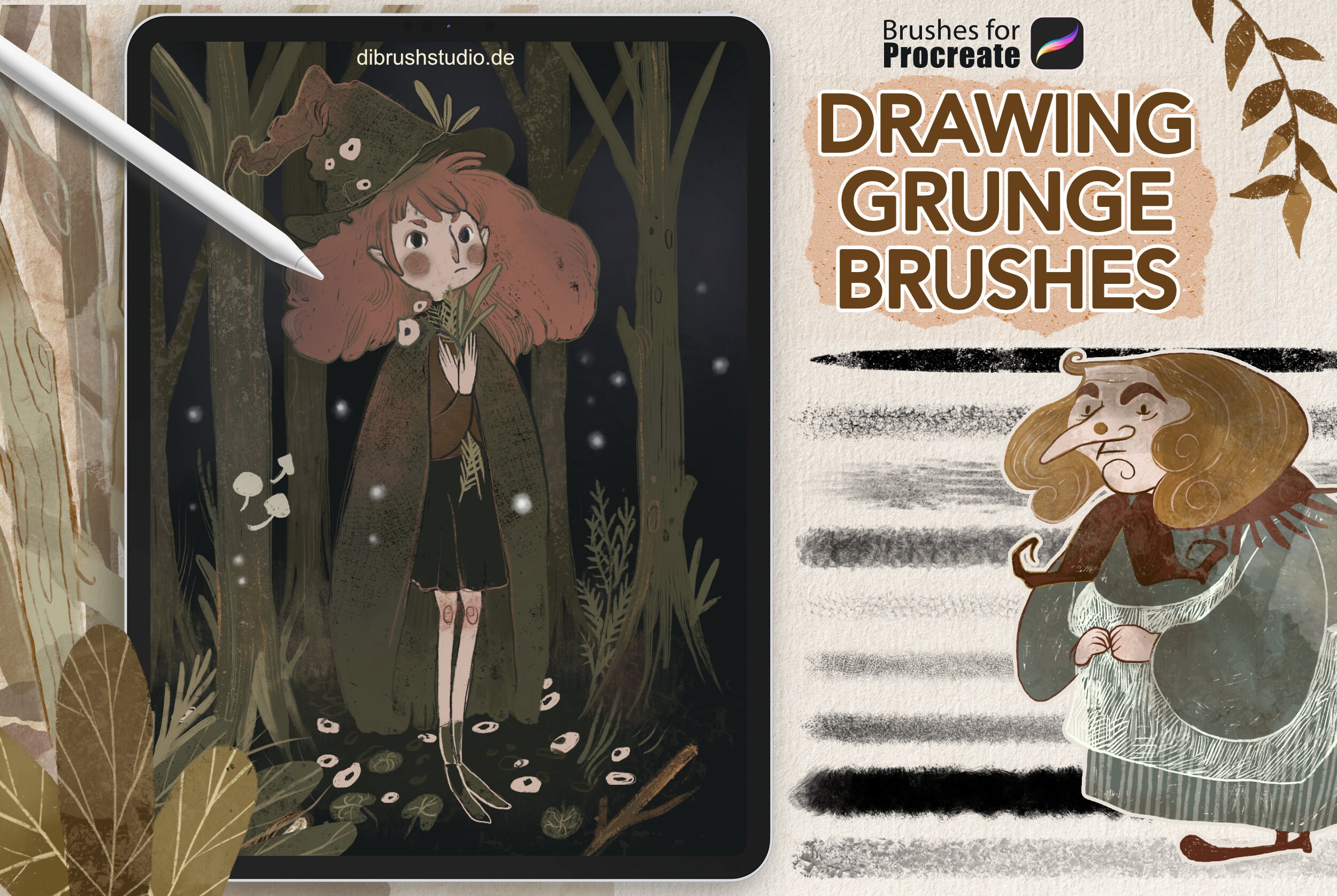 Pinceles Grunge para Procreate — Dibujo y Pintura Digital | Set de Acuarela, Gouache, Textura y Patrones