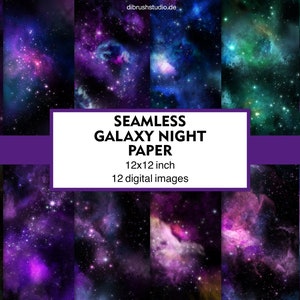 Galaxy Night Digital Paper - Seamless Textures, Celestial Night Sky Textures, Universe Scrapebook Paper, Instant Download, Printable Paper