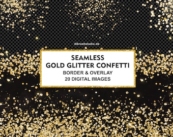 Seamless Gold Glitter Confetti ClipArt - Borders Clip art, Gold Shimmer, Confetti Overlay, Seamless Glitter Texture, COMMERCIAL USE