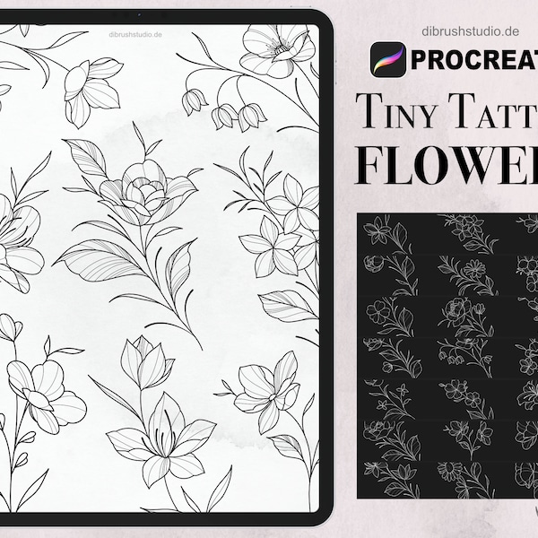 Procréer - Flower Tattoo Filigree Fineline Stamps - Utilisation commerciale, pinceaux procréer