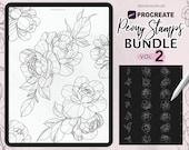 Procreate - 100 Pfingstrosen Tattoo Stempel - Kommerzielle Nutzung, Procreate brushes