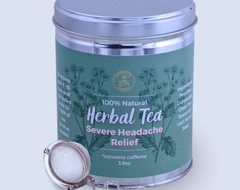 Severe Headache Relief Tea (3.5 oz) - organic ingredients, all-natural, dye-free, flavor-free, herbal
