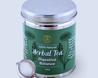 Digestive Balance Herbal Tea (3.5 oz) - All-natural, herbal tea for stomach upset, caffeine-free, dye-free, flavor-free