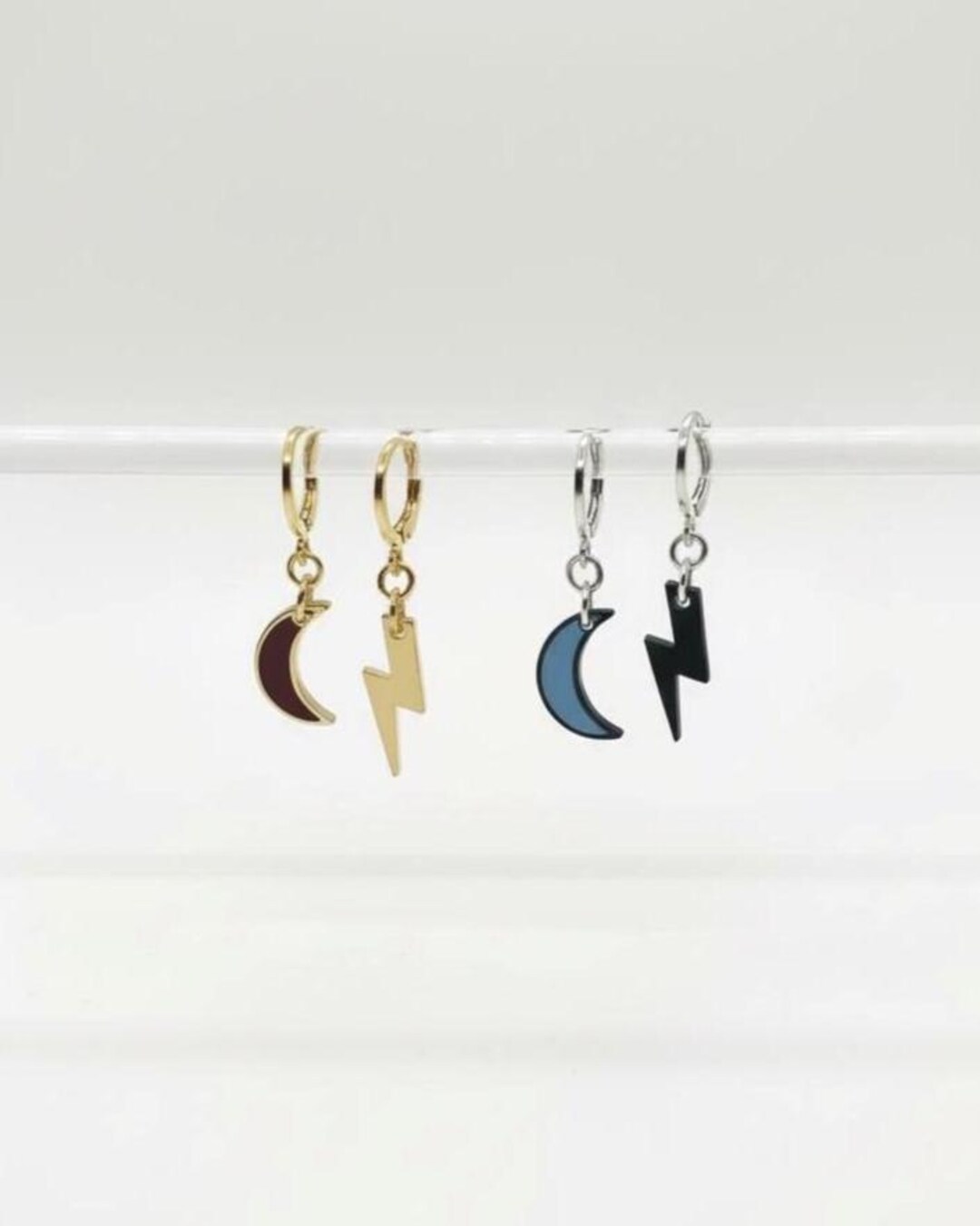 Lightning Bolt and Moon Mix - Cosmic Acrylic Earrings - Etsy