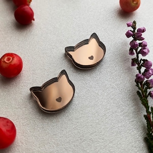 Cat Earrings, Cat heads Earrings, Cute Earrings, Stud Earrings, Small stud Earrings, Animal Earrings, Brown earrings, Cat Lover, Cat Stuff