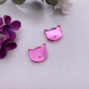 Cat Earrings, Cat heads Earrings, Cute Earrings, Stud Earrings, Small stud Earrings, Animal Earrings, Pink earrings