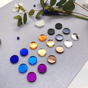 Pendientes de botón con espejo circular pequeño: pendientes minimalistas de acrílico MINI